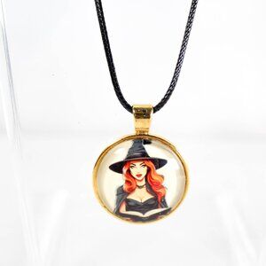 Book of Hexes, Babe Pinup Witch Necklace – Gothic Retro Witch Jewelry